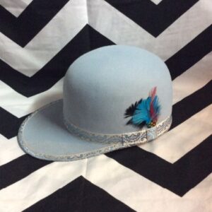 Photo detail:LUCIUS BLAQ HAT - UNIQUE - FELT - FITTED - RIBBON TRIM - FEATHER DETAIL