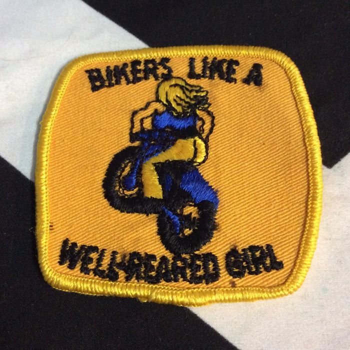 PATCH- WELL- BIKERS LIKE A WELL REARED GIRL 1970s *OLD STOCK 1