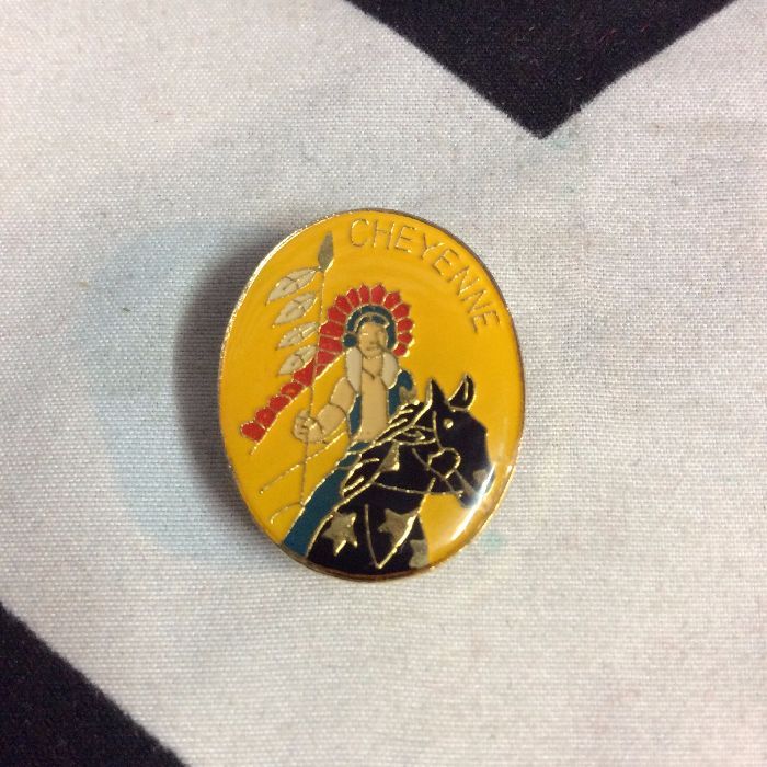 product details: CHEYENNE INDIANS YELLOW ENAMEL PIN photo