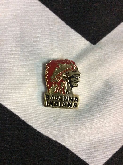 product details: SAVANNA INDIANS GOLD RED ENAMEL PIN photo