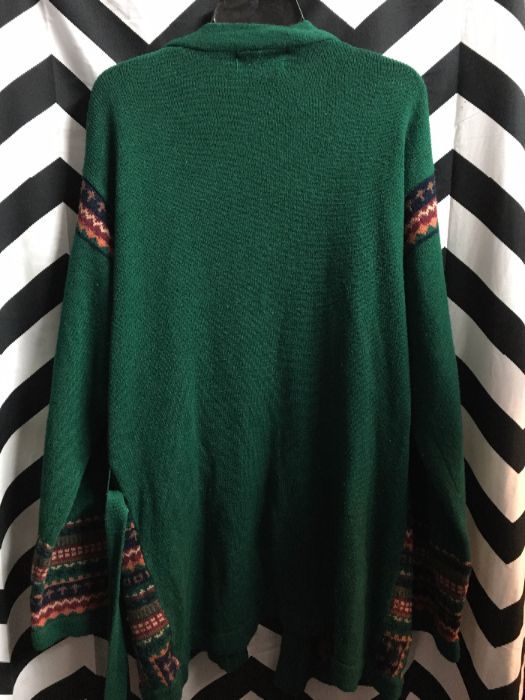 1970’s Sweater – Wrap – Belted – Horizontal Striped Pattern Trim Down ...