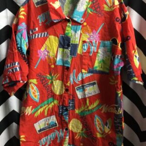 Photo detail:HAWAIIAN SHIRT - MAUI/SUNSET/PINEAPPLE GRAPHIC PRINT