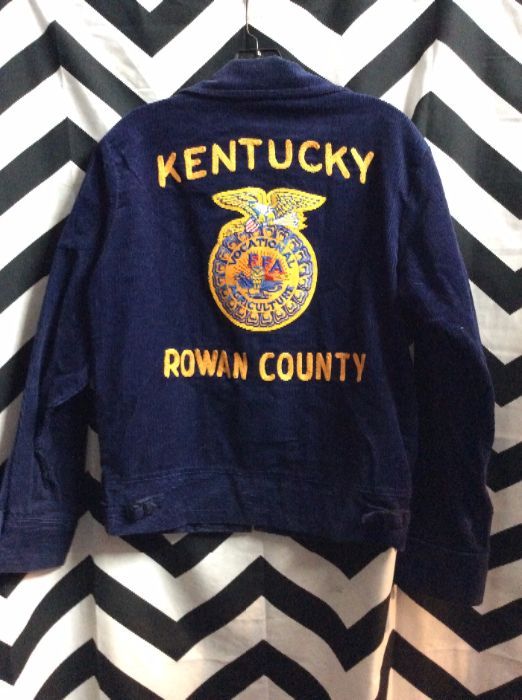 Blue Corduroy Kentucky Rowan County Embroidery Jacket 1
