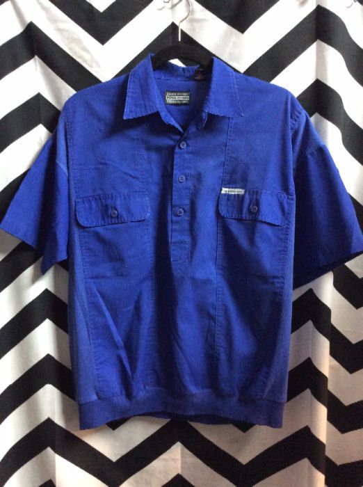 SS Pull Over Indigo Blue Members Only Collar Shirt 1