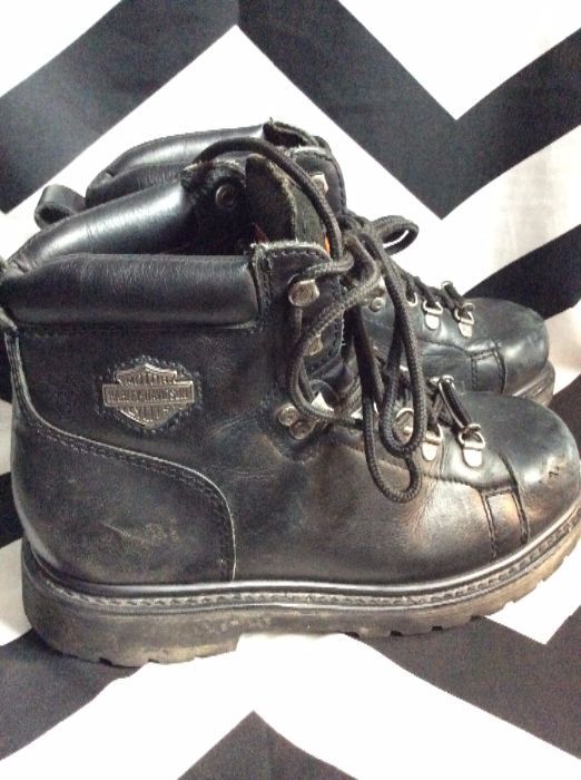 Harley Davidson Hiking Boots – Leather – Metal Eyelets | Boardwalk Vintage