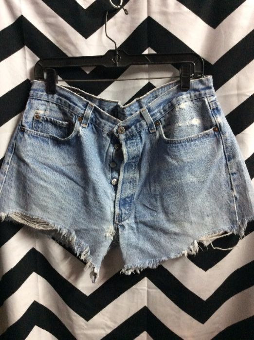CLASSIC LEVIS DENIM CUT OFF SHORTS BUTTON FLY RED TAB #PERFECT 1