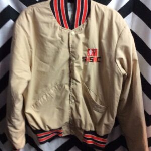 Photo detail:DELONG BASEBALL STYLE JACKET - POLYESTER - STRIPED TRIM