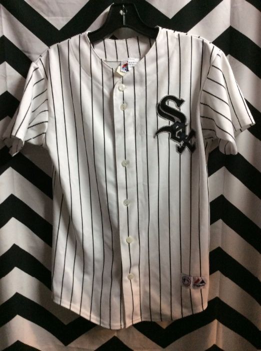 SS BD WHITE SOX PINSTRIPED JERSEY SMALL FIT 1