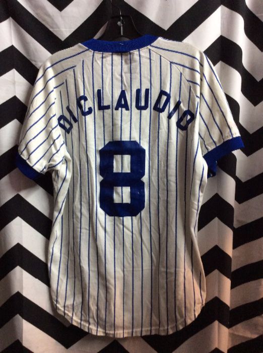 Vintage Chicago Cubs Baseball Jersey Rawlings Button Up Pinstripes