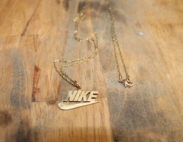 Necklace – Nike Charm Pendant – Delicate Brass Chain | Boardwalk Vintage