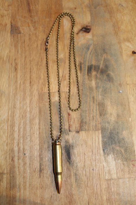 LARGE BULLET SHELL NECKLACE medium sized BALL CHAIN 1