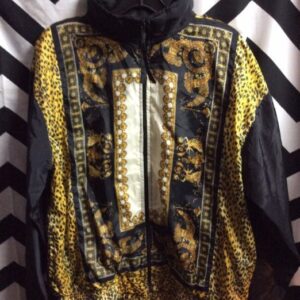 Photo detail:1990'S WINDBRAKER JACKET - ZIP-UP - BAROQUE DESIGN - ANIMAL PRINT W/JAGUAR ON BACK