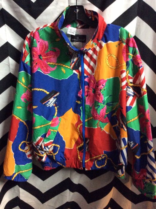 FUNKY NAUTICAL & FLORAL PRINTED COTTON WINDBREAKER 1