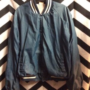 Photo detail:BASEBALL STYLE JACKET - STRIPED TRIM - LIGHT WEIGHT