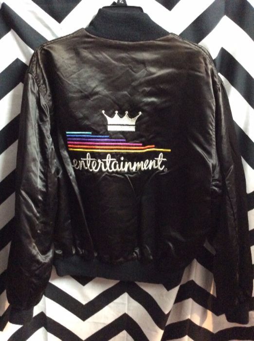 Vintage 1960s 70s Union Made Entertainment Rainbow Satin Jacket Souvenir 1