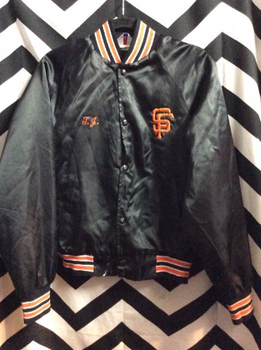 Baseball Style Jacket – Satin – Sf Giants – Embroidered Player Design
