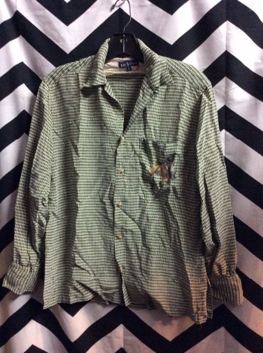 LS BD Polo Green With Horses Print Front Back 1