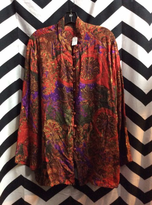 LS BD SILK OVERSIZED BLOUSE PAISLEY as-is 1