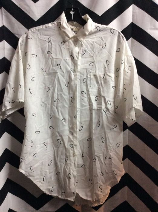 SS BD White Cotton Top Abstract Pattern 1