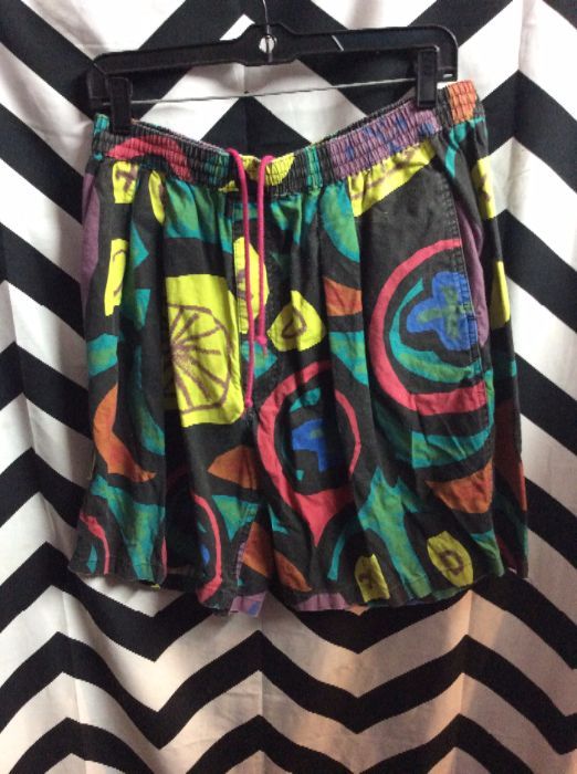 90s print Long Swim trunk shorts 1