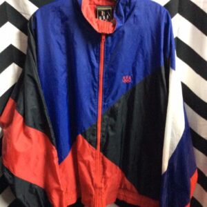 Photo detail:USA WINDBREAKER JACKET - US OLYMPICS - ZIP-UP - COLOR BLOCK DESIGN