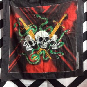 Photo detail:BANDANA - SKULLS/SNAKES/SWORDS GRAPHIC DESIGN - SQUARE SHAPE