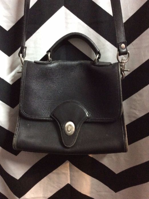 Classic Leather Duffle Style Cross Body Bag Purse With Double Handles &  Brass Hardware