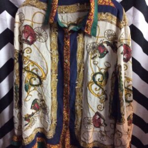 Photo detail:LS BD SILK BLOUSE BAROQUE PRINT HORSE & BRIDAL