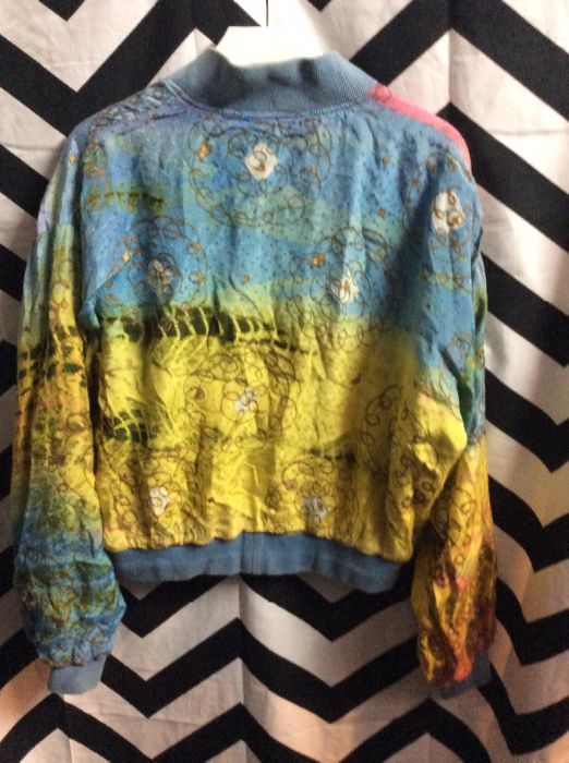 CROPPED RAYON PRINTED BOMBER JACKET as-is 2