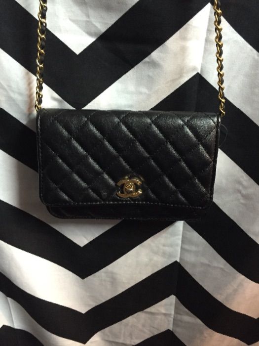 FAUX CHANEL MINI CROSSBODY FOLDOVER QUILTED LEATHER PURSE as-is 1