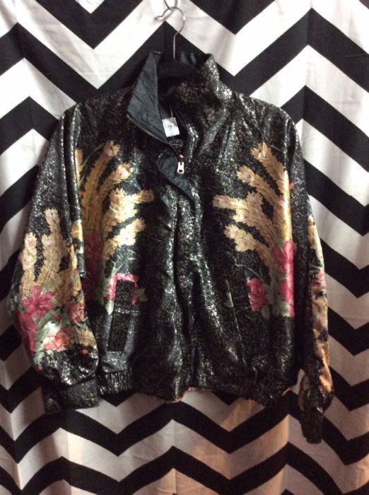 *REVERSIBLE* METALLIC AND FLORAL BOMBER JACKET 1