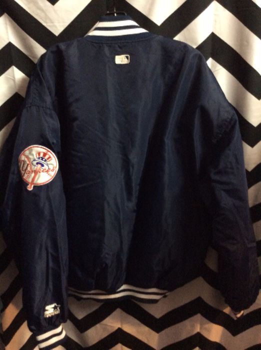 Mlb New York Yankees Satin Button Up Starter Jacket