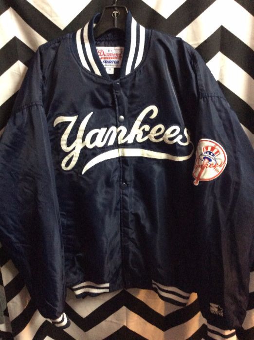 MLB New York Yankees Satin Button Up Starter Jacket 1