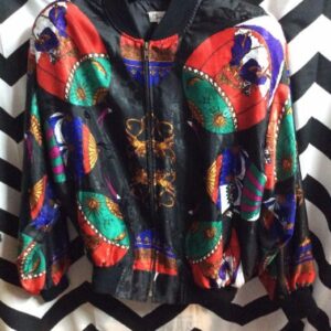 Photo detail:1980'S VINTAGE BOMBER JACKET - ZIP-UP - BAROQUE STYLE - BALLOON PRINT