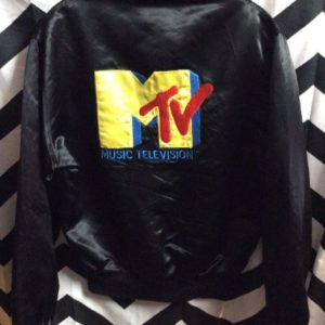 RETRO VINTAGE 1980'S MTV EMBROIDERED SILK JACKET small fit 1