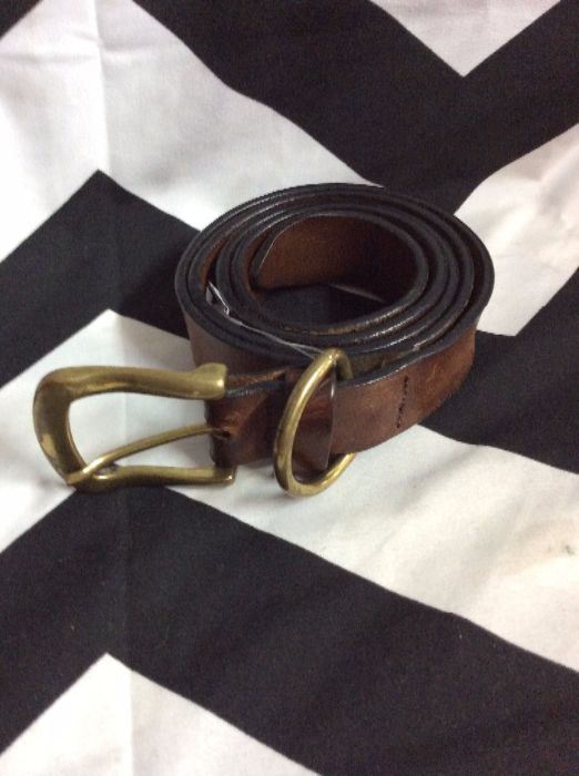 SUPER SOFT LEATHER BELT CLASSIC SOLID BRASS BUCKLE & RING LOOP 1