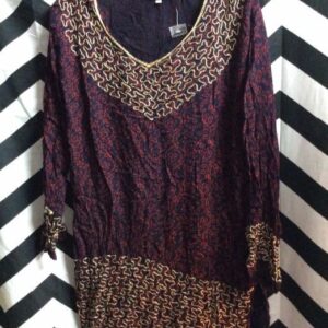 Photo detail:LS RAYON & EMBROIDERED ETHNIC STYLE MINI DRESS TUNIC