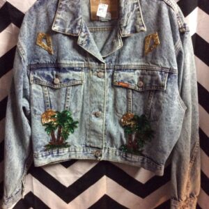 Photo detail:VINTAGE MODI DENIM JACKET - EMBROIDERED & SEQUIN PATCHES