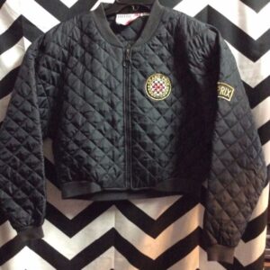 Photo detail:FOLETTE  QUILTED CROPPED JACKET GRAND PRIX 99 - SEQUIN LARGE LOGO