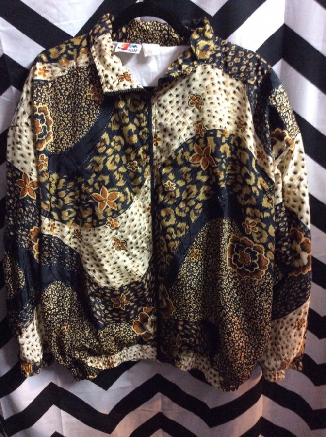 MIXED LEOPARD AND FLORAL PRINT WINDBREAKER JACKET 1