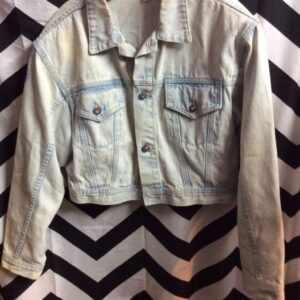 Photo detail:LA GEAR DENIM JACKET - CROPPED - ACID WASHED - SEQUIN SPORTS CAR GRAPHIC FULL BACK