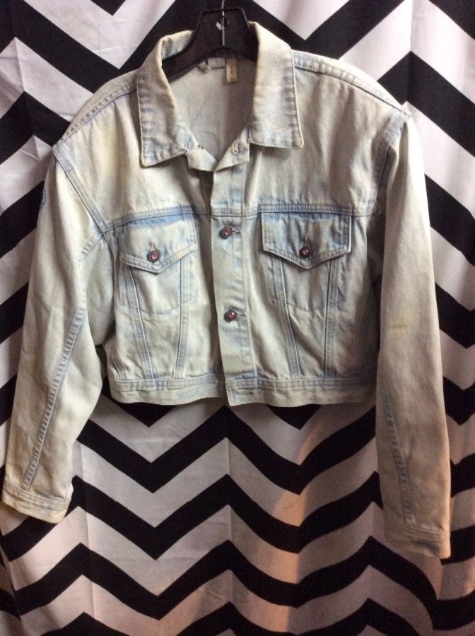 LA Gear Cropped Denim jacket with Large Sequin Graphics on back 1