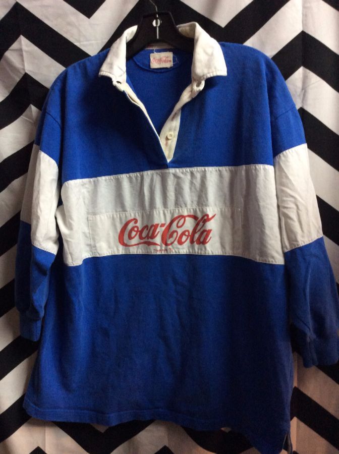 LS Retro Coca Cola Product Collar Sweatshirt White Chest Banner 1