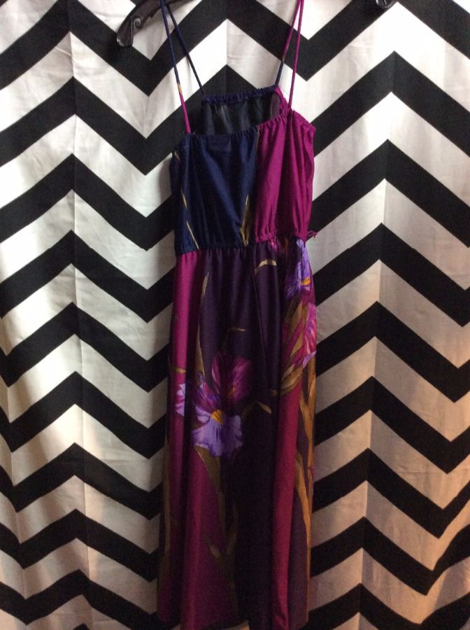 Poly Dress thin Straps Navy Purple Maroon Iris Flower 1