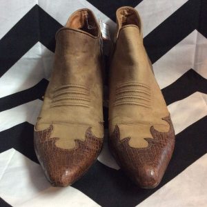 BROWN LOW RISE BOOTS WITH CROCODILE DETAIL 2-67 1