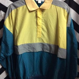 Photo detail:WINDBREAKER JACKET - PULLOVER - 1/2 BUTTON-UP - COLOR BLOCK DESIGN