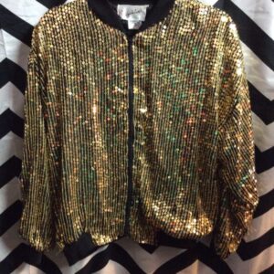 Photo detail:BOMBER JACKET - ZIP-UP - 100% SILK - EMBELLISHED W/SEQUINS