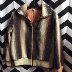 Photo detail:JACKET - ZIP-UP - WOOLY - VERTICAL STRIPED DESIGN   AS IS