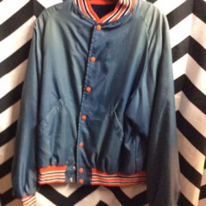 Photo detail:BASEBALL STYLE JACKET - BUTTON-UP - ILLINI - UNIVERSITY OF ILLINOIS - STRIPED TRIM