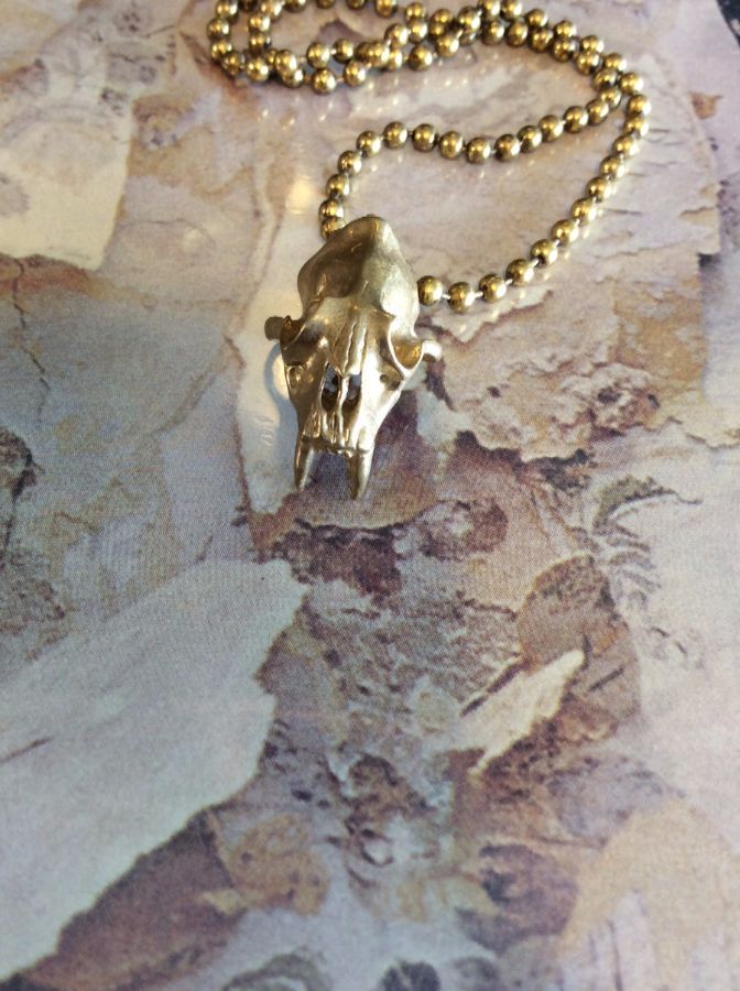 HEAVY BALL CHAIN NECKLACE W/ SABER TOOTH TIGER PENDANT 1